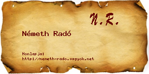 Németh Radó névjegykártya